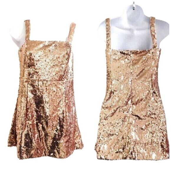 Boohoo square neck sequin good mini dress, Size P4, New with tag, - Picture 10 of 11